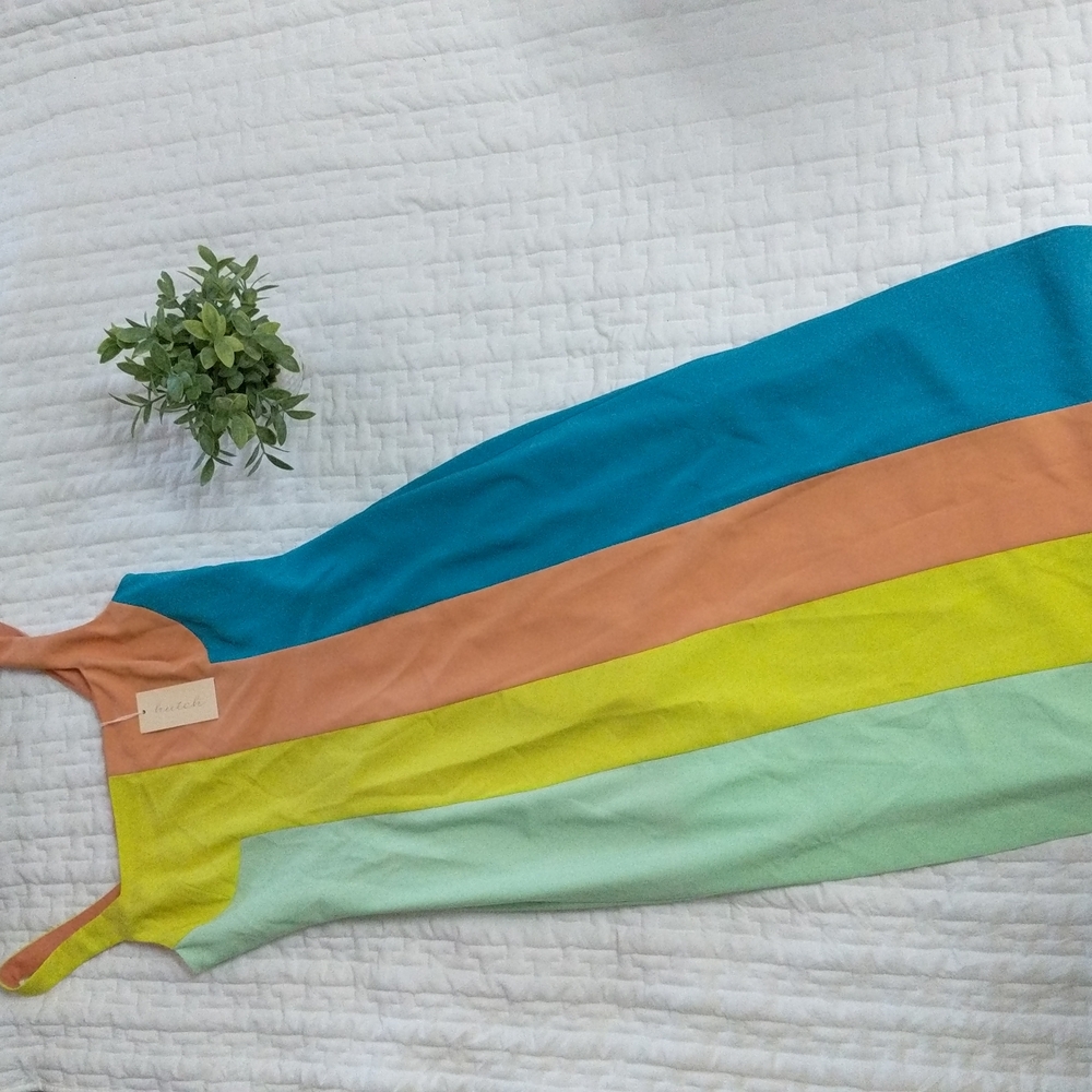 Hutch Colorblock Striped Maxi Dress in Mint, Lime, Coral & Teal